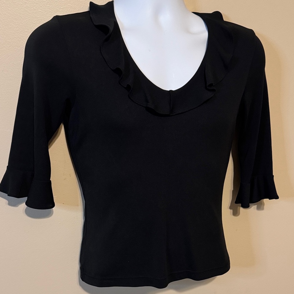 Banana Republic Black Ruffle Sleeve Blouse - Picture 2 of 10